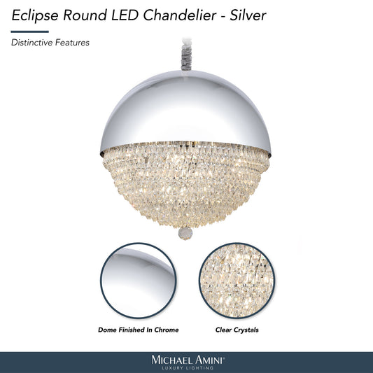 Michael Amini Lighting - Eclipse LED Crystal And Metal Chandelier - Silver