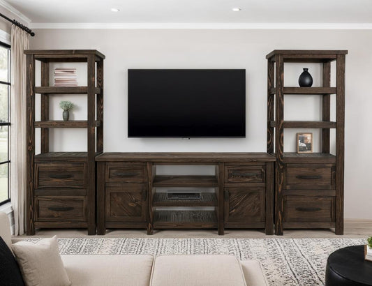 Dutton - Wall Unit With Electric Fireplace Insert - Brown