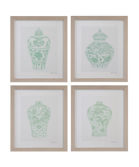 Mint Vases IV Framed Print - Green / Beige