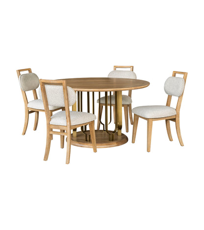 Ryder - Dining Chair - Chestnut Elm / Ant Brass / Tauple Boucle