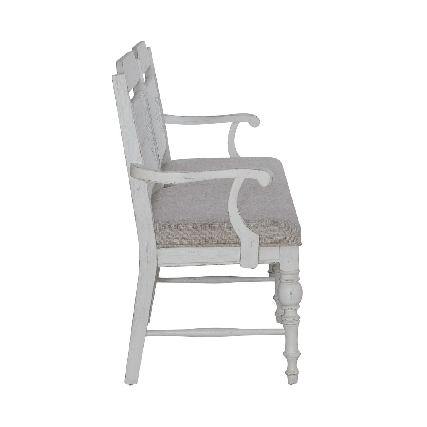 River Place - Panel Back Bench - Riverstone White & Tobacco