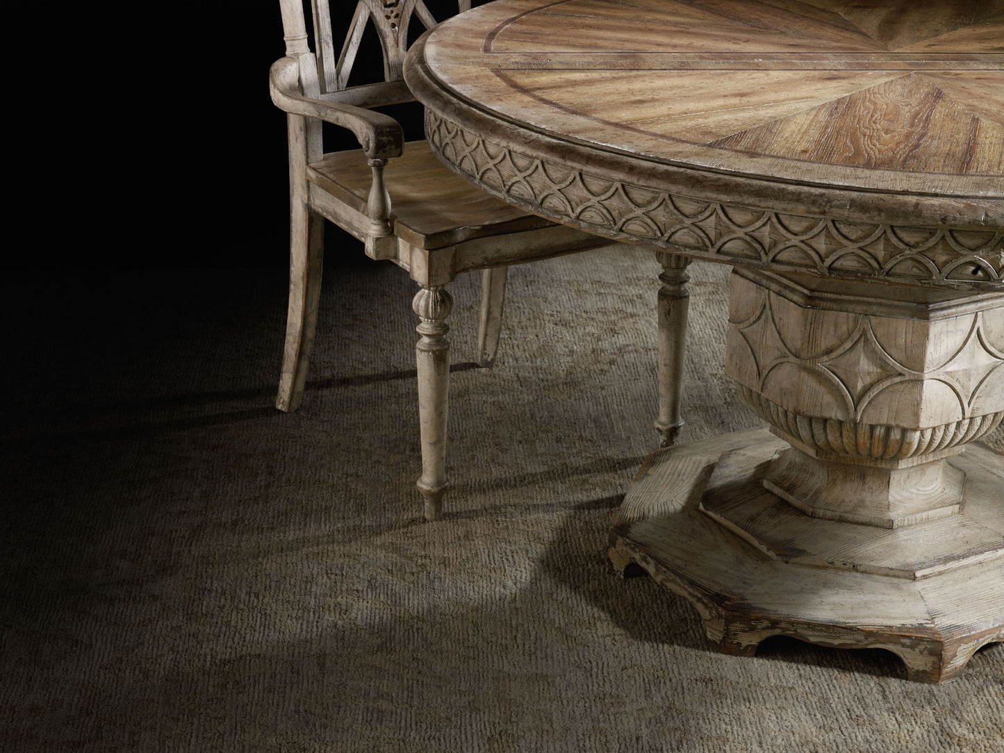 Chatelet - Round Dining Table With One 20" Leaf - Paris Vintage