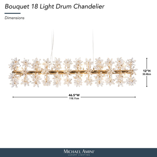 Michael Amini Lighting - Bouquet 18-Light Rectangular Chandelier - Gold