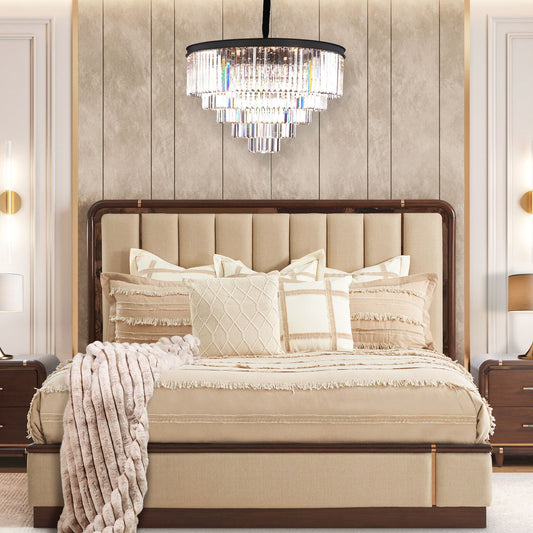 Michael Amini Lighting - Allure 21-Light Round Crystal Chandelier - Matte Black / Pearl Silver