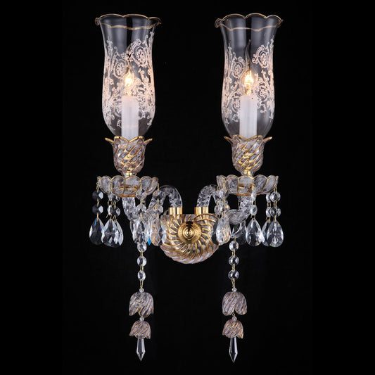Michael Amini Lighting - Garnier 2-Light Traditional Crystal Wall Sconce - Gold