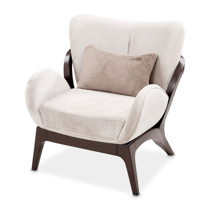 Camellia Field - Velvet Accent Chair - Beige / Dark Brown