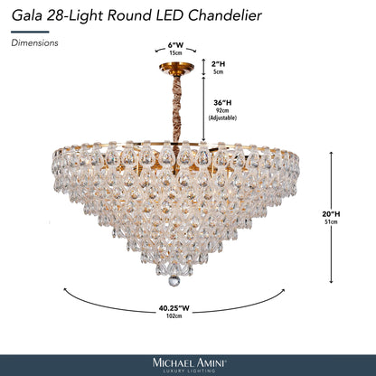 Michael Amini Lighting - Gala 28-Light Round LED Chandelier - Gold