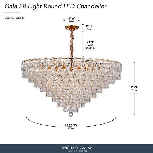 Michael Amini Lighting - Gala 28-Light Round LED Chandelier - Gold