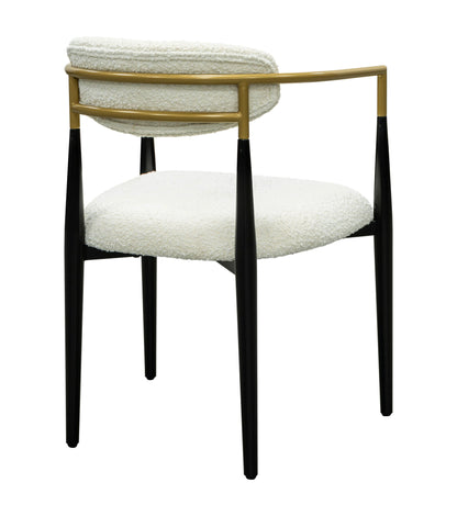 Jenson - White Dining Chair - Semi-Gloss Black /Brushed Gold / Ivory Boucle