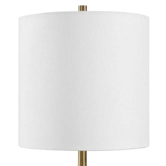 Molena - Brass & Pearly Stone Table Lamp - Brass,Gold,White