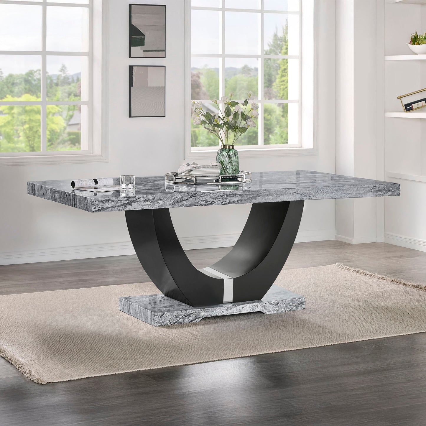 Lyra - Dining Table Top & Base - Gray