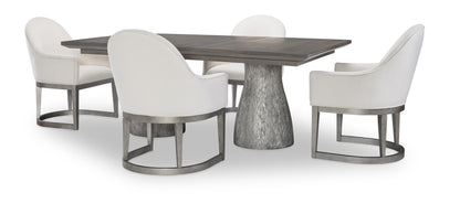 Terra Luna - Complete Rectangle Double Pedestal Table - White Cloud & Nightfall