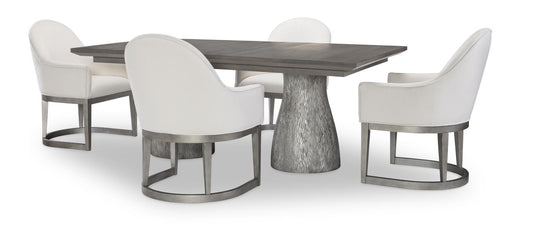 Terra Luna - Complete Rectangle Double Pedestal Table - White Cloud & Nightfall