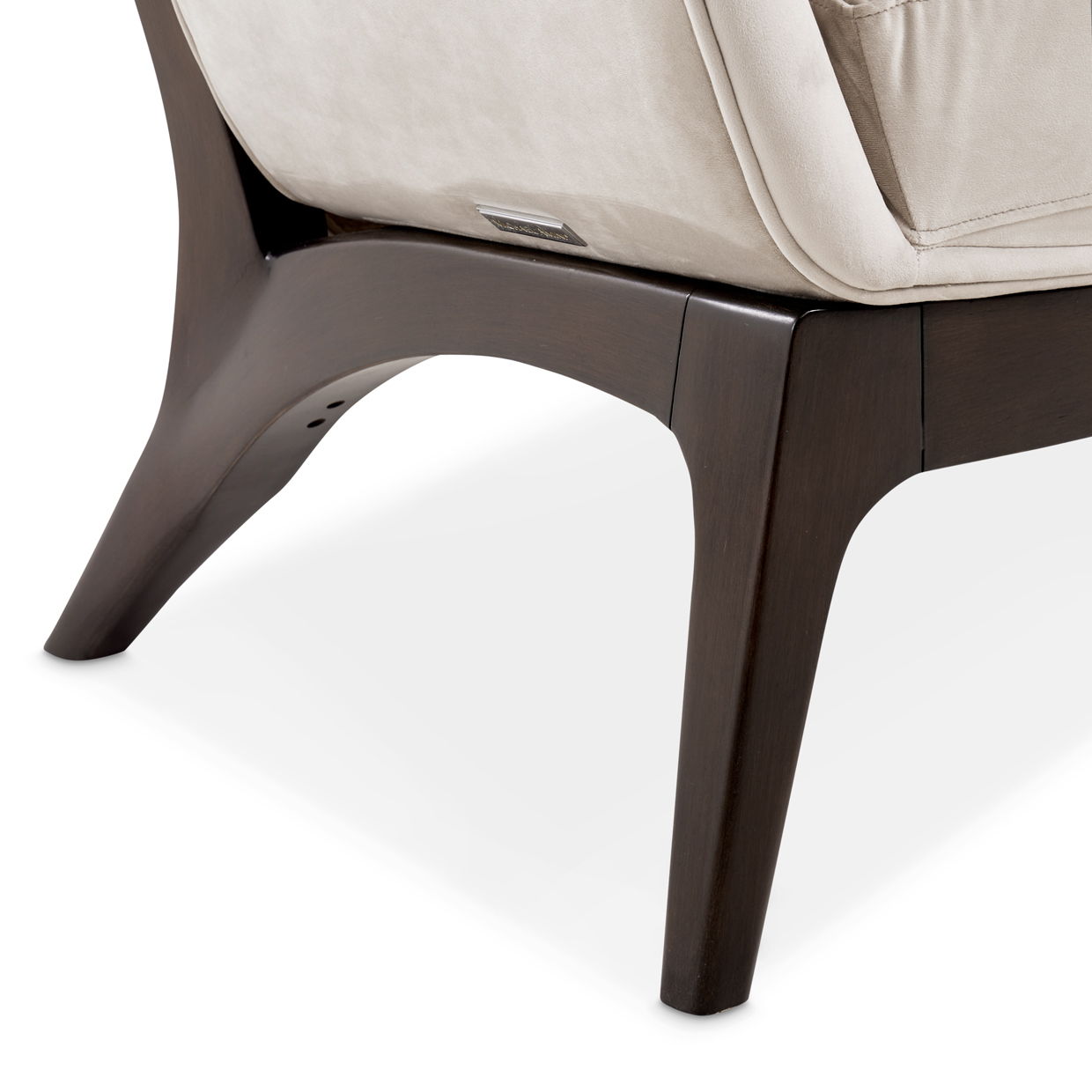 Camellia Field - Velvet Accent Chair - Beige / Dark Brown