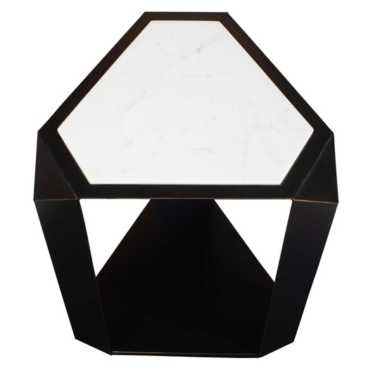 Keenan - Geometric Accent Table - Bronze / White