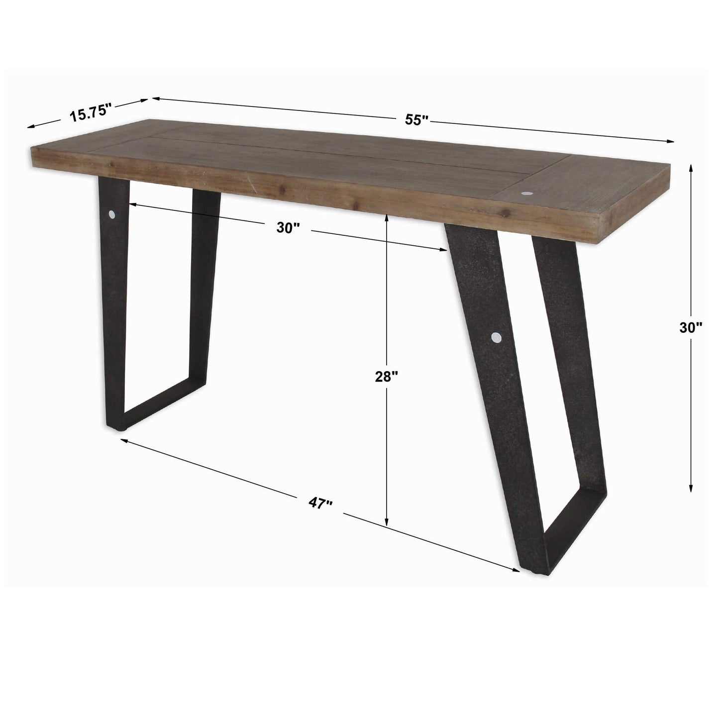 Freddy - Weathered Console Table - Light Brown & Black