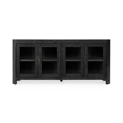 Macarthur - Reclaimed Oak 4 Door Cabinet - Aged Black