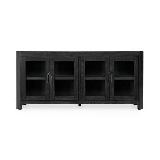 Macarthur - Reclaimed Oak 4 Door Cabinet - Aged Black