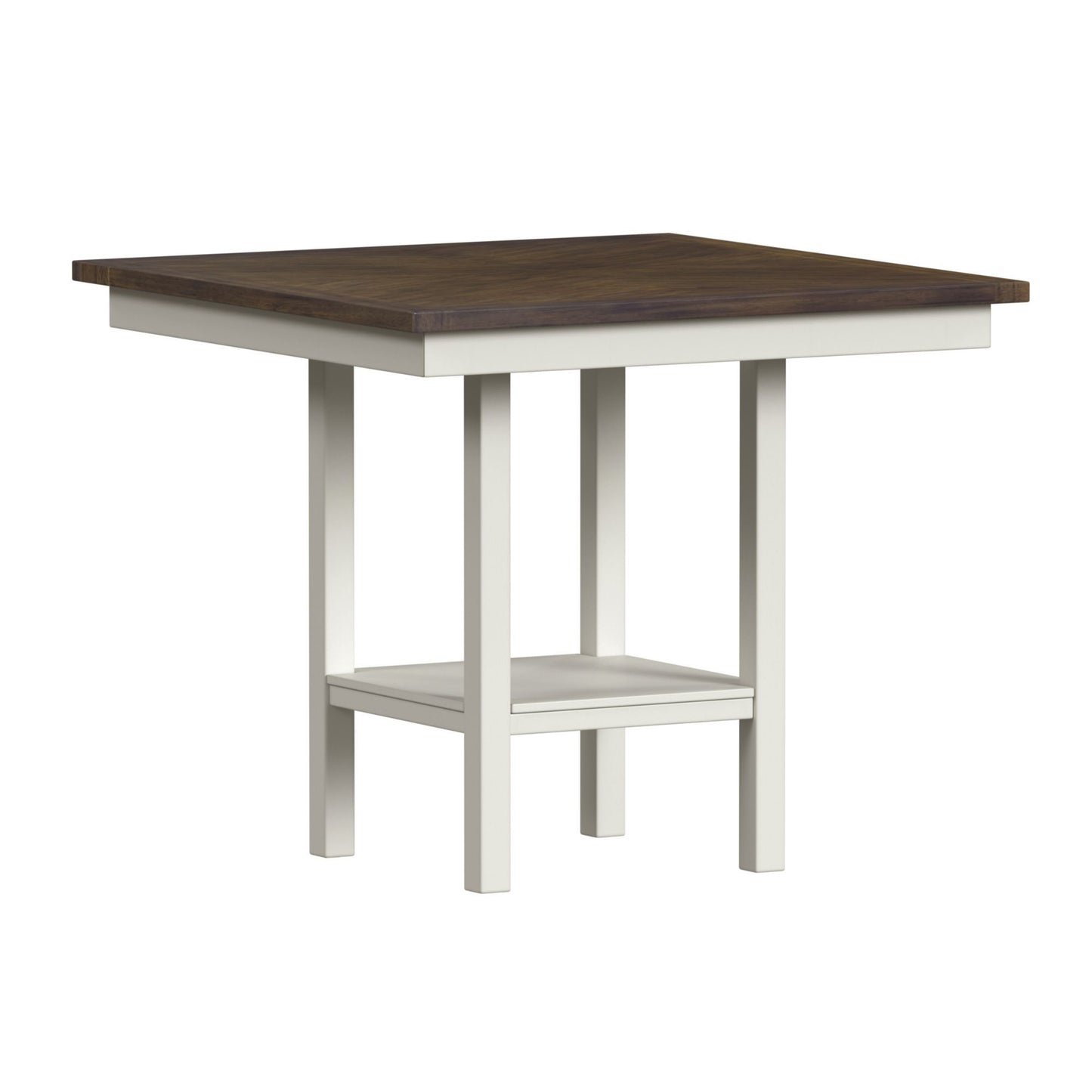 Brooks - 5 Piece Counter Set With Table And 4 Upholstery Seat & Wood Back Chairs - Medium Brown & White