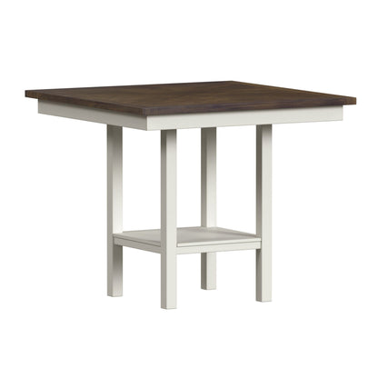 Brooks - 5 Piece Counter Set With Table And 4 Upholstery Seat & Wood Back Chairs - Medium Brown & White