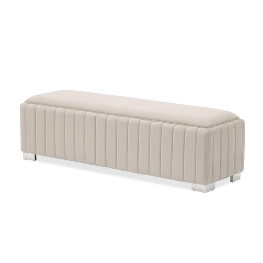 Signature Beds & Benches - Amaryllis Velvet Accent Bench - Taupe / Chrome