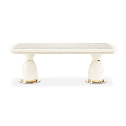 Lisbon - Double Pedestal Dining Table - Silken Matte Cream