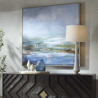 Lush Valley - Framed Canvas - Light Blue