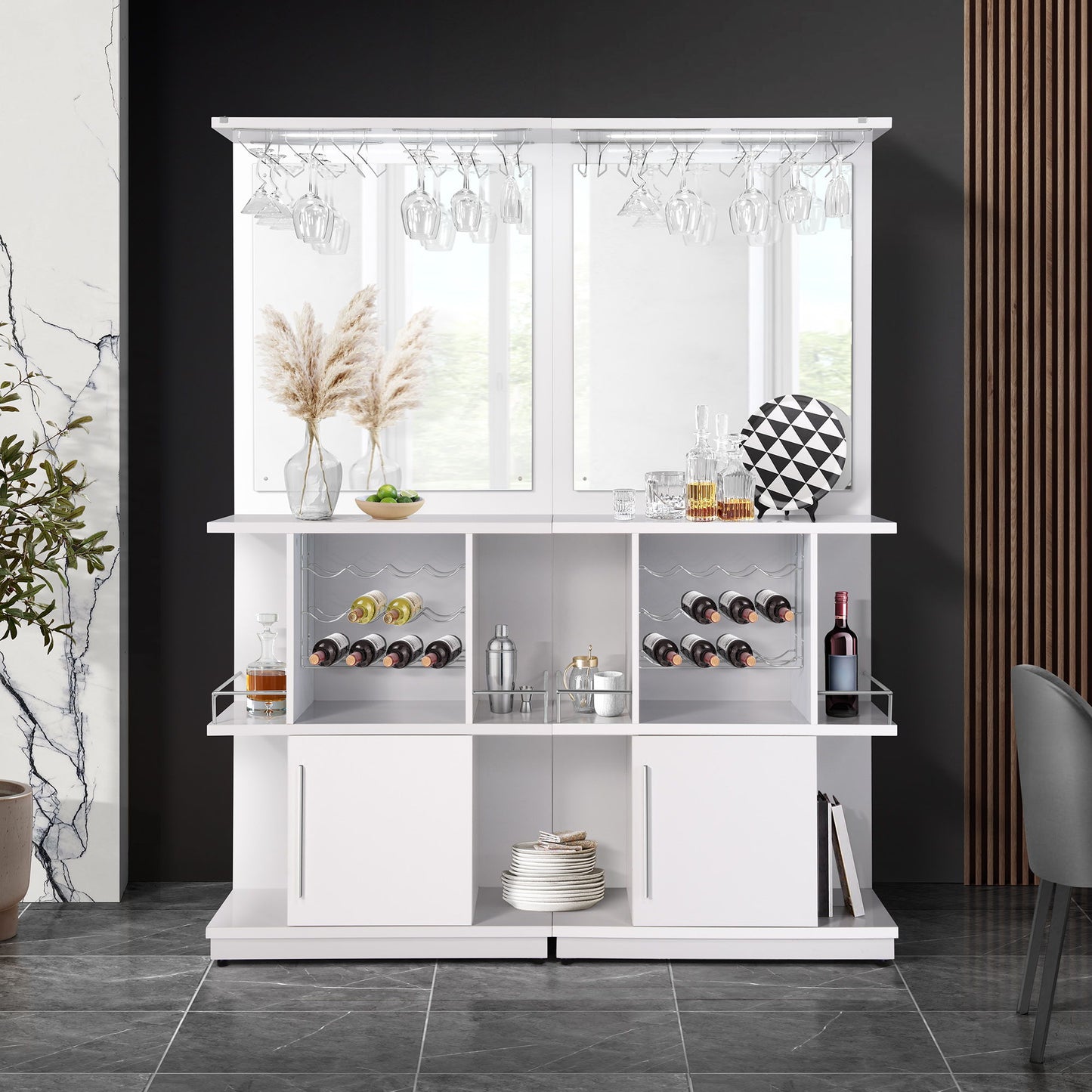 Wendolyn - Wine Cabinet With Light - Glossy White
