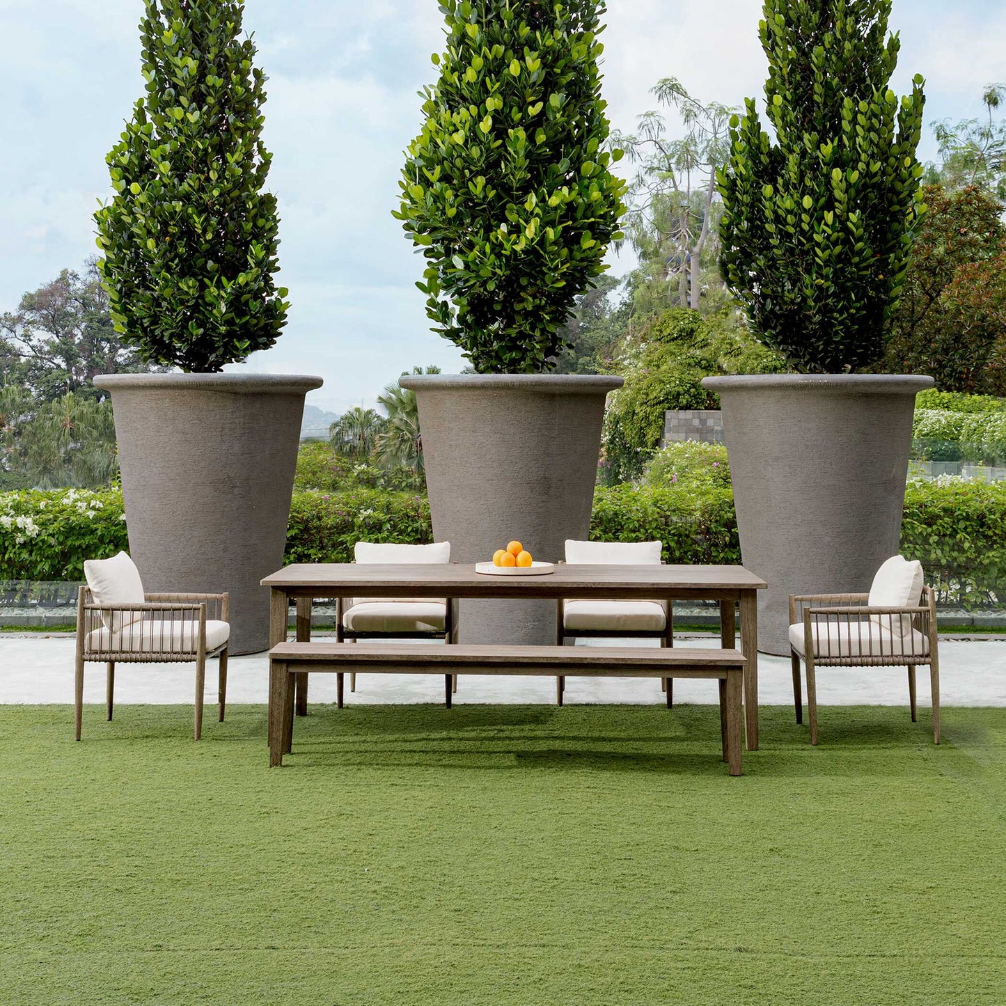 Travessa - Outdoor Round Stone Tray - White