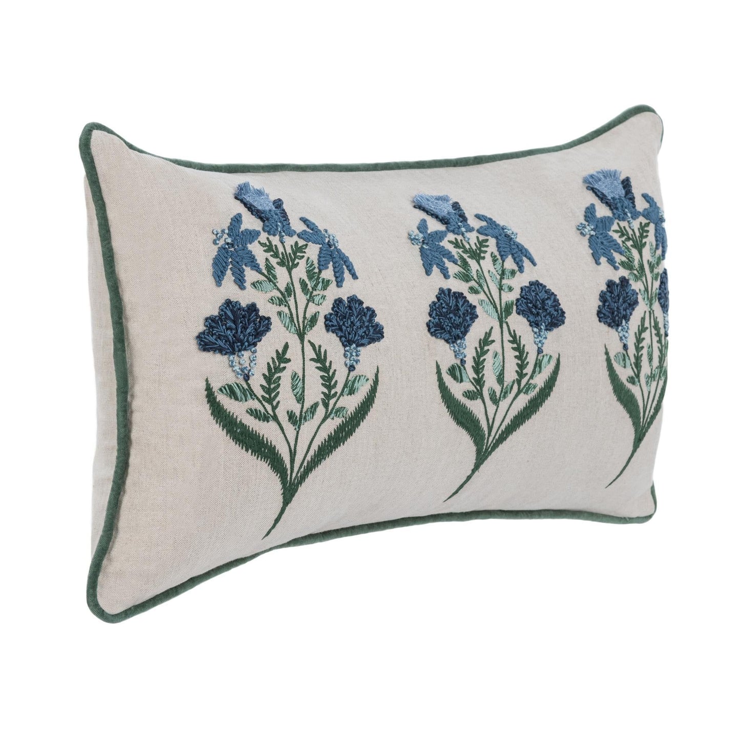 Transcendence - 14" x 26" NV Belcourt Floral Pillow - Floral Natural / Blue