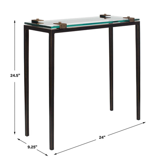 Averona - Glass Top Accent Table - Bronze