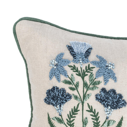 Transcendence - 14" x 26" NV Belcourt Floral Pillow - Floral Natural / Blue
