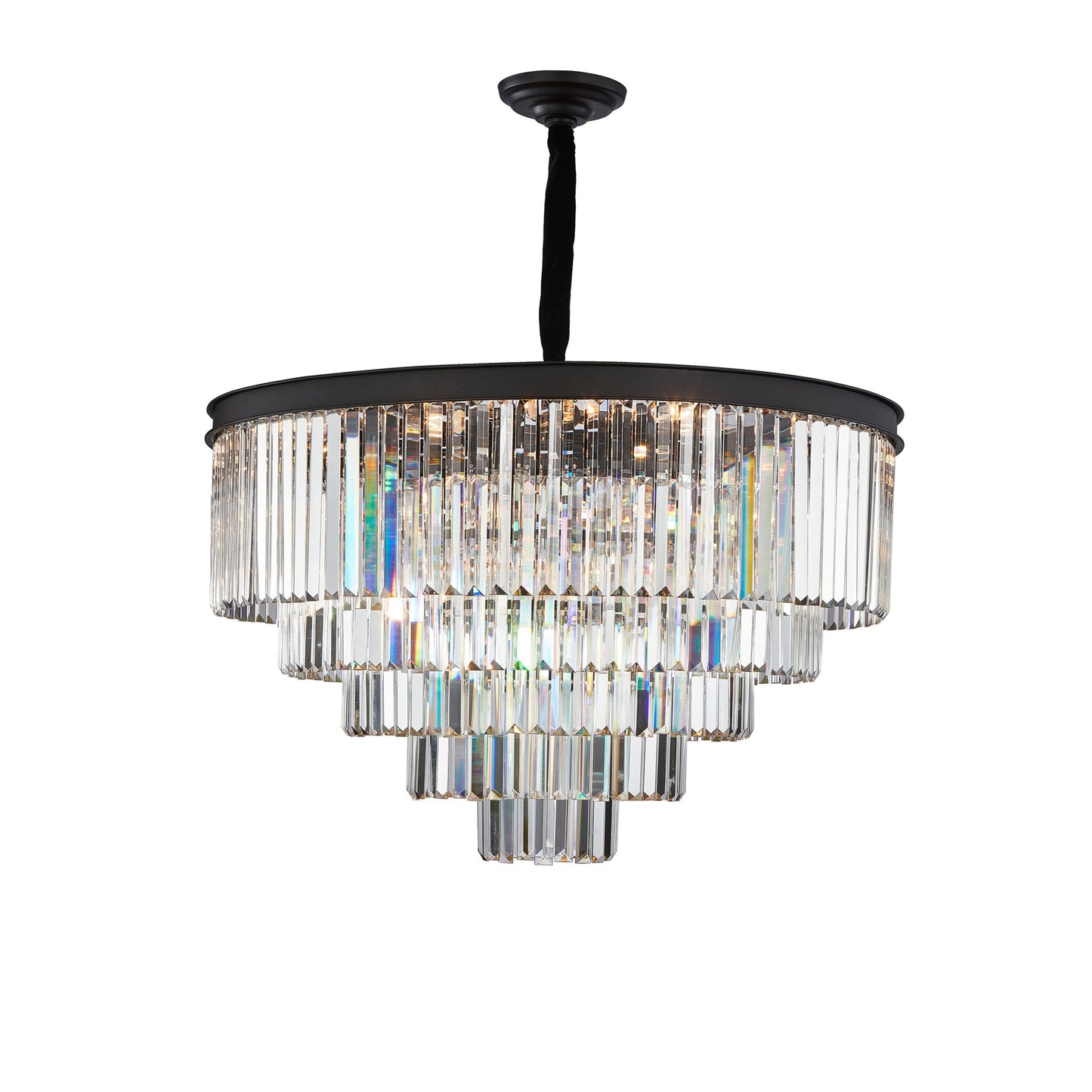 Michael Amini Lighting - Allure 21-Light Round Crystal Chandelier - Matte Black / Pearl Silver