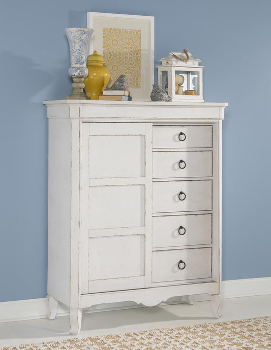 Vintage Market - Sliding Door Chest 5 Drawer - Picket Fence