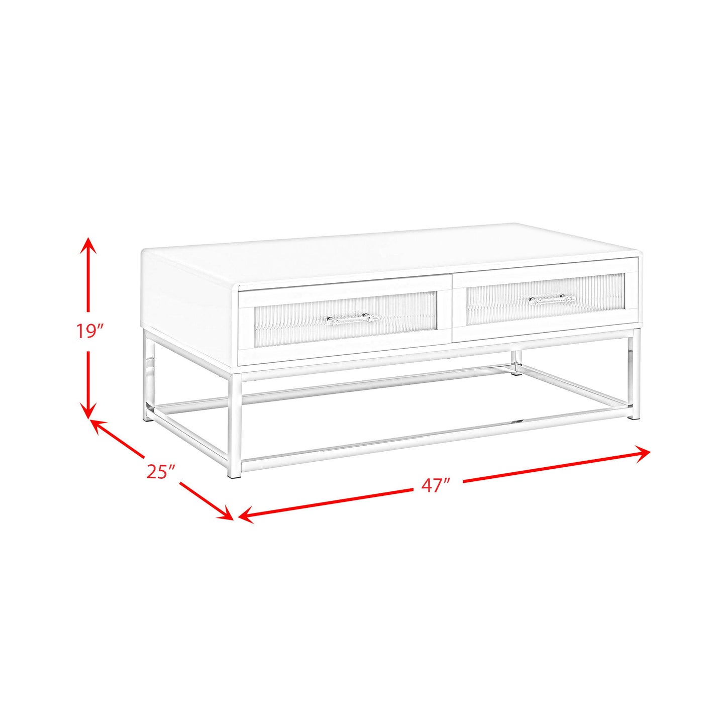 Chandra - Coffee Table With LED And Battery Pack - Glossy White