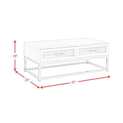 Chandra - Coffee Table With LED And Battery Pack - Glossy White