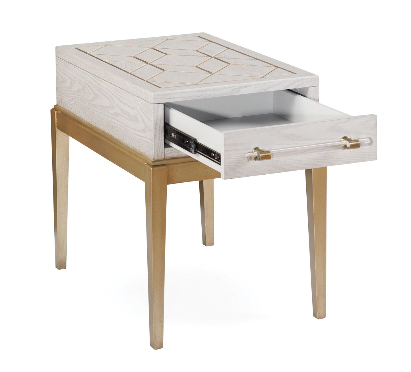 Perrine - Chairside Table - White / Gold