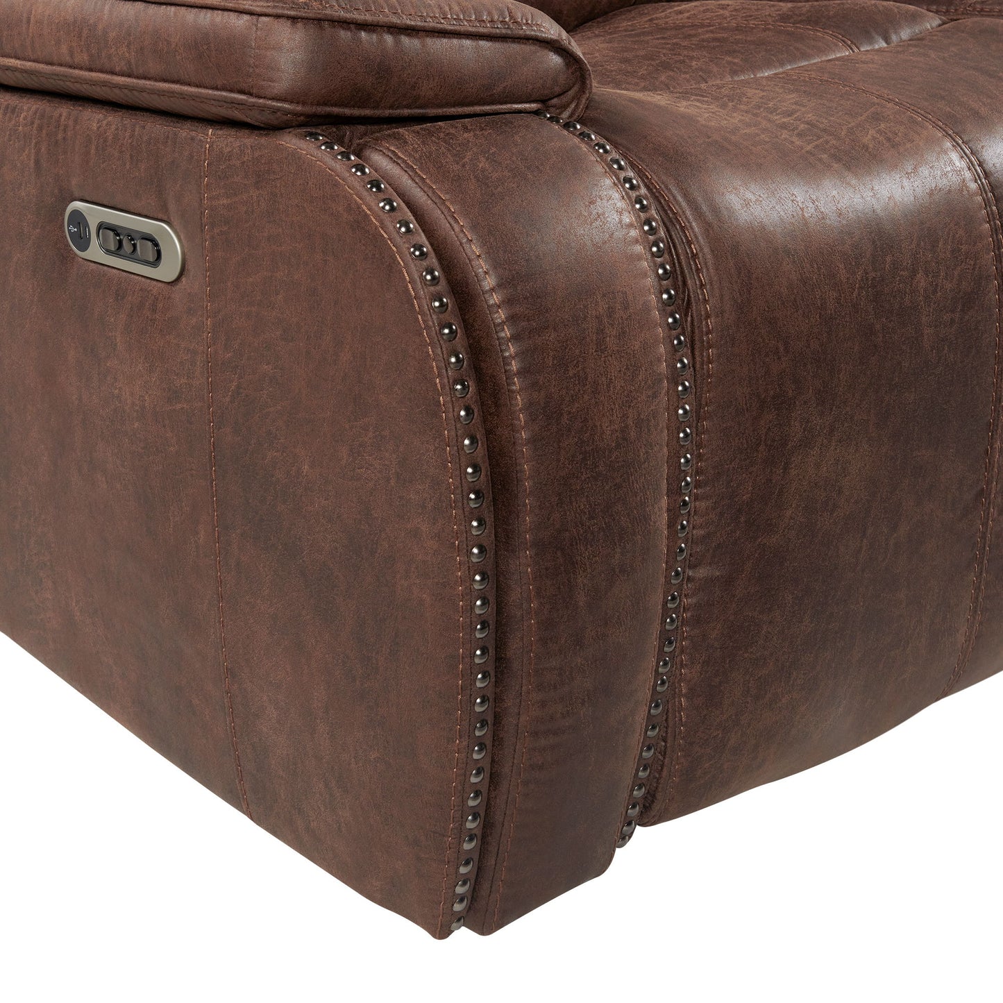 Atlantis - Power Motion Sofa With Power Motion Head Recliner - Heritage Brown