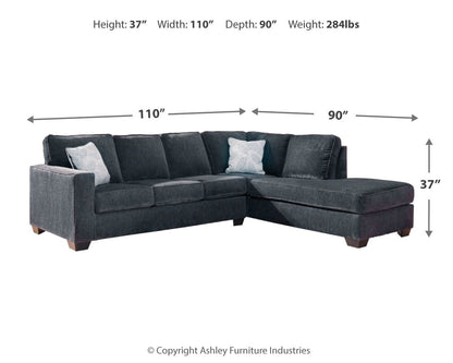 Altari - Right Arm Facing Corner Chaise With Sleeper 2 Pc Sectional - Slate