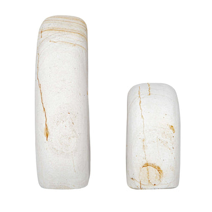 Stone Flow - Outdoor Sculptures (Set of 2) - Brown / White