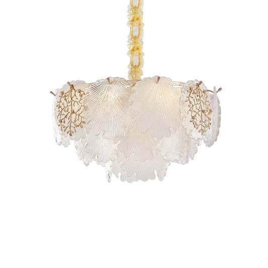 Michael Amini Lighting - Almara 7-Light Frosted Glass Chandelier - Frost / Gold