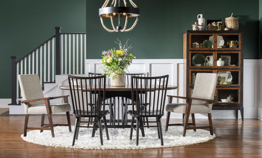 Fenmore - Complete Round Dining Table - Mocha And Distressed Cherry