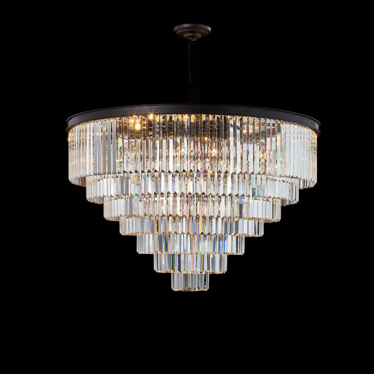 Michael Amini Lighting - Allure 28-Light Round Crystal Chandelier - Matte Black / Pearl Silver