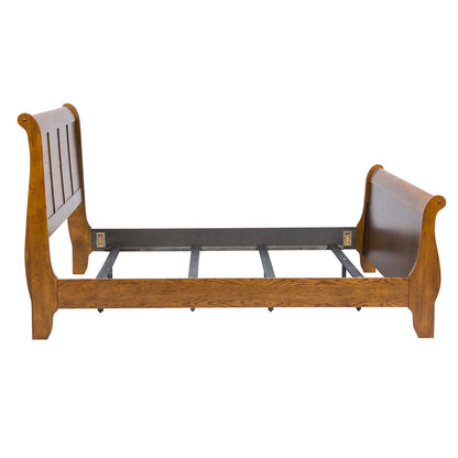 Grandpas Cabin - King Sleigh Headboard & Footboard - Aged Oak
