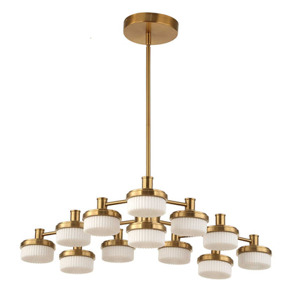 Wedge - 12 Light LED Brass Chandelier - White / Gold