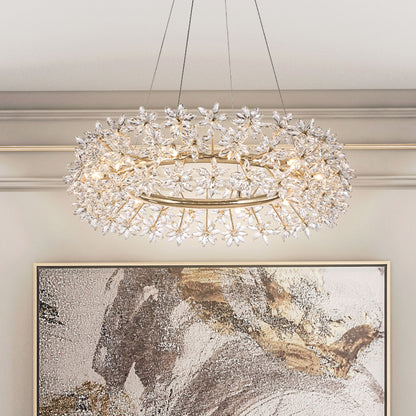 Michael Amini Lighting - Bouquet Round 32" Crystal Chandelier - Gold