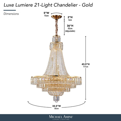 Michael Amini Lighting - Luxe Lumiere 21-Light Crystal Chandelier - Gold