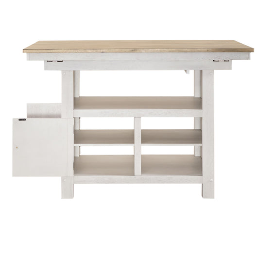 Lindsey Farm - Kitchen Island Base - Weathered White & Sandstone