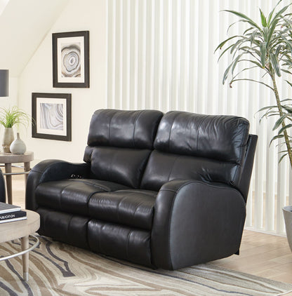 Angelo - Leather Power Reclining Loveseat - Black