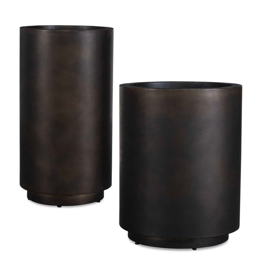 Volcan - Outdoor Planters (Set of 2) - Matte Bronze